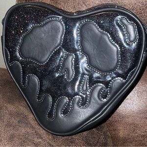 Handcrafted Mad for You Poisonous Heart Bag: Patent Glitter Black & Matte Black
